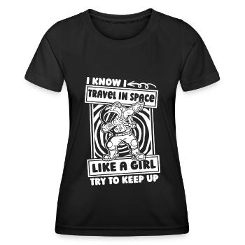Astronaute Astronaute Cosmonaute - T-shirt sport Femme - noir - Devant - AI Model Female 172 light (172cm)