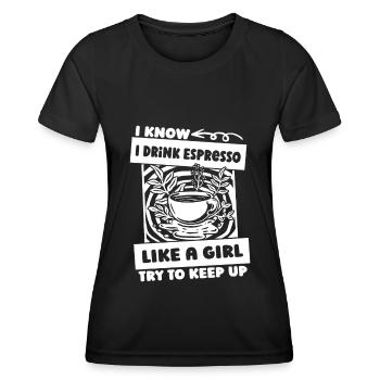 Kaffee Espresso - Frauen Funktions-T-Shirt - Schwarz - Vorne - AI Model Female 172 light (172cm)