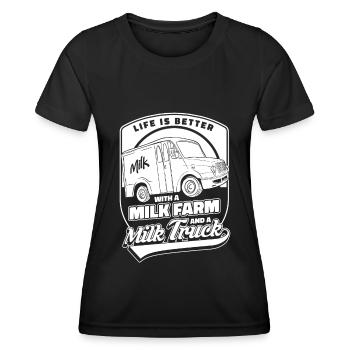 Cow Milk Milk Truck - Women's Functional T-Shirt - black - Front - AI Model Female 172 light (172cm)