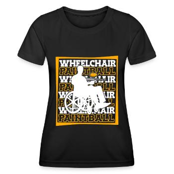 Fauteuil roulant de paintball - T-shirt sport Femme - noir - Devant - AI Model Female 172 light (172cm)
