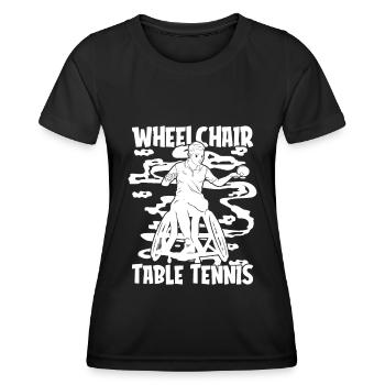 Table tennis, ping-pong, wheelchair - Women's Functional T-Shirt - black - Front - AI Model Female 172 light (172cm)
