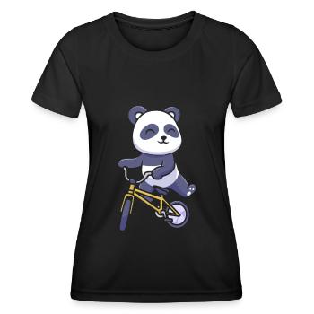 Großer Panda Pandabär Fahrrad - Frauen Funktions-T-Shirt - Schwarz - Vorne - AI Model Female 172 light (172cm)