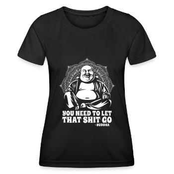 Buddha Buddhist Lustig - Frauen Funktions-T-Shirt - Schwarz - Vorne - AI Model Female 172 light (172cm)