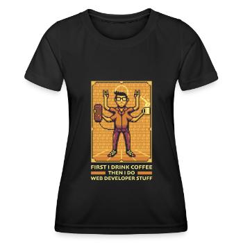 Développeur Web Café du développeur Web - T-shirt sport Femme - noir - Devant - AI Model Female 172 light (172cm)