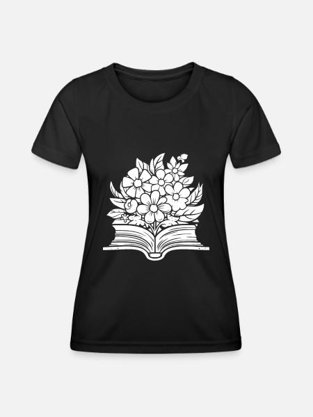 Buch Leseratte Bücherwurm - Frauen Funktions-T-Shirt - Schwarz