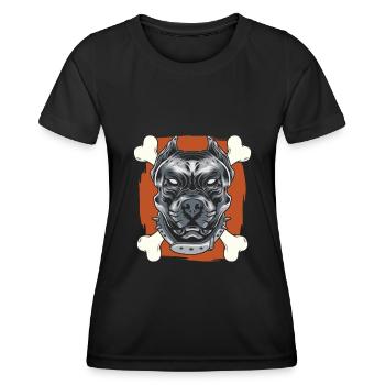 Pitbull Bone Pitbull Interdiction - T-shirt sport Femme - noir - Devant - AI Model Female 172 light (172cm)