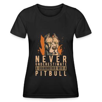 Pitbull Grand-mère Pitbull Interdiction - T-shirt sport Femme - noir - Devant - AI Model Female 172 light (172cm)