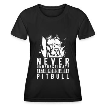 Pitbull Grand-mère Pitbull Interdiction - T-shirt sport Femme - noir - Devant - AI Model Female 172 light (172cm)
