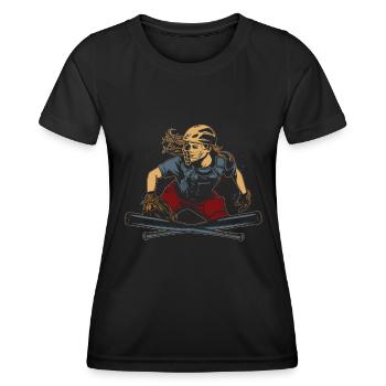 Softball - Frauen Funktions-T-Shirt - Schwarz - Vorne - AI Model Female 172 light (172cm)