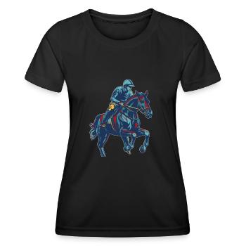 Équitation équestre d’endurance - T-shirt sport Femme - noir - Devant - AI Model Female 172 light (172cm)