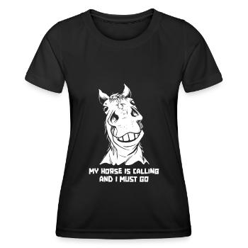 Équitation équestre d’endurance - T-shirt sport Femme - noir - Devant - AI Model Female 172 light (172cm)
