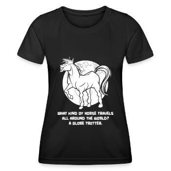 Équitation équestre d’endurance - T-shirt sport Femme - noir - Devant - AI Model Female 172 light (172cm)