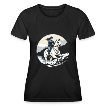 Équitation équestre d’endurance - T-shirt sport Femme - noir - Devant - AI Model Female 172 light (172cm)
