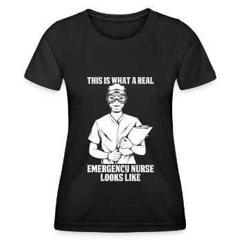 Krankenschwester Lustig Notfall Krankenschwester - Frauen Funktions-T-Shirt - Schwarz - Vorne - AI Model Female 172 light (172cm)