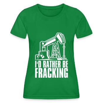 Oilfield Oil Rig Fracking - Women's Functional T-Shirt - kelly green - Front - AI Model Female 172 dark (172cm)