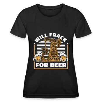 Plate-forme pétrolière de champ pétrolifère Fracturation de la bière - T-shirt sport Femme - noir - Devant - AI Model Female 172 light (172cm)