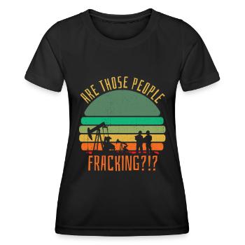 Oilfield Oil Rig Fracking - Women's Functional T-Shirt - black - Front - AI Model Female 172 light (172cm)