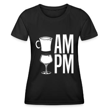 Coffee Cafe Coffee Wine Am Pm - Women's Functional T-Shirt - black - Front - AI Model Female 172 light (172cm)