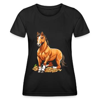 Pferd Reitsport - Frauen Funktions-T-Shirt - Schwarz - Vorne - AI Model Female 172 light (172cm)