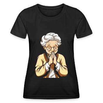 Christianisme chrétien priant - T-shirt sport Femme - noir - Devant - AI Model Female 172 light (172cm)