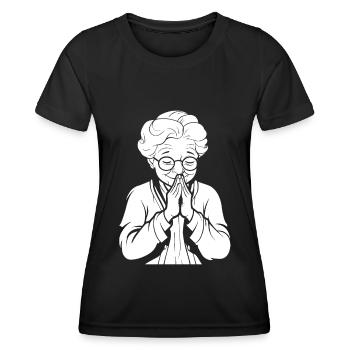 Christianisme chrétien priant - T-shirt sport Femme - noir - Devant - AI Model Female 172 light (172cm)