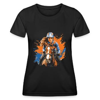 Sports équestres équestres à cheval - T-shirt sport Femme - noir - Devant - AI Model Female 172 light (172cm)