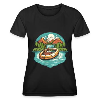 Rafting - Frauen Funktions-T-Shirt - Schwarz - Vorne - AI Model Female 172 light (172cm)