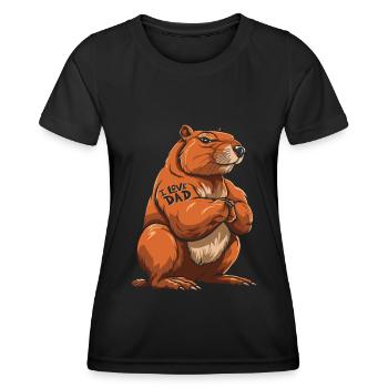 Capybara Wasserschwein I Love Dad - Frauen Funktions-T-Shirt - Schwarz - Vorne - AI Model Female 172 light (172cm)