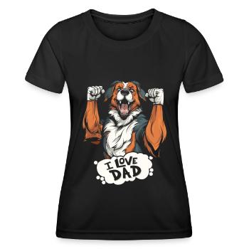 Australian Shepherd I Love Dad - Frauen Funktions-T-Shirt - Schwarz - Vorne - AI Model Female 172 light (172cm)