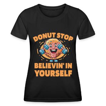 Donut Fitness Witzig Donut Gym - Frauen Funktions-T-Shirt - Schwarz - Vorne - AI Model Female 172 light (172cm)