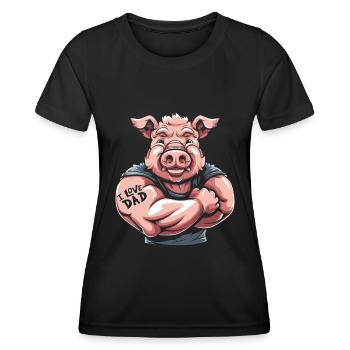 Cochon Éleveur de porc Papa J’aime papa - T-shirt sport Femme - noir - Devant - AI Model Female 172 light (172cm)