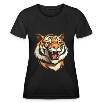 Tigre souriant - T-shirt sport Femme - noir - Devant - AI Model Female 172 light (172cm)
