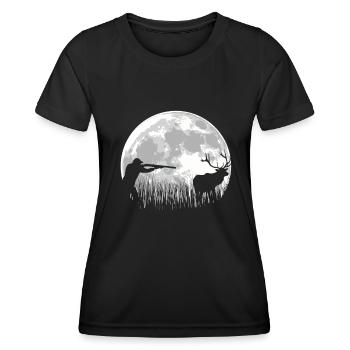 Jagen Jäger Jagd Mond - Frauen Funktions-T-Shirt - Schwarz - Vorne - AI Model Female 172 light (172cm)
