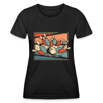 Bowling Bowlen Bowler - Frauen Funktions-T-Shirt - Schwarz - Vorne - AI Model Female 172 light (172cm)