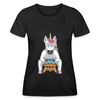 Gamer Gaming Gamer Unicorn - Women's Functional T-Shirt - black - Front - AI Model Female 172 light (172cm)