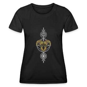 Bélier géométrique - T-shirt sport Femme - noir - Devant - AI Model Female 172 light (172cm)