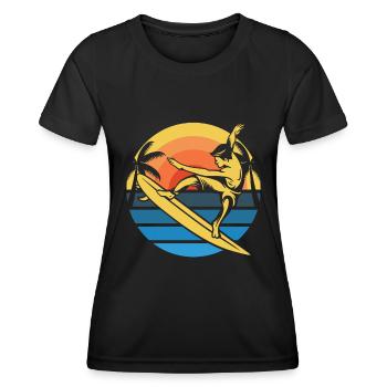 Surfer Surfen - Frauen Funktions-T-Shirt - Schwarz - Vorne - AI Model Female 172 light (172cm)
