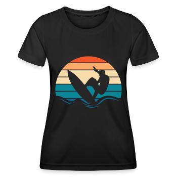 Surfer Surfen - Frauen Funktions-T-Shirt - Schwarz - Vorne - AI Model Female 172 light (172cm)