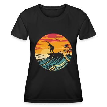 Surfer Surfen - Frauen Funktions-T-Shirt - Schwarz - Vorne - AI Model Female 172 light (172cm)