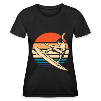 Surfer Surfen - Frauen Funktions-T-Shirt - Schwarz - Vorne - AI Model Female 172 light (172cm)