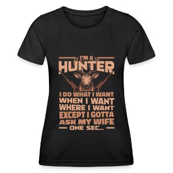 Hunting, Hunter, Hunting - Women's Functional T-Shirt - black - Front - AI Model Female 172 light (172cm)