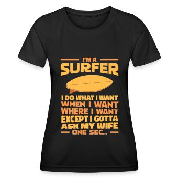 Surfer Surfen - Frauen Funktions-T-Shirt - Schwarz - Vorne - AI Model Female 172 light (172cm)