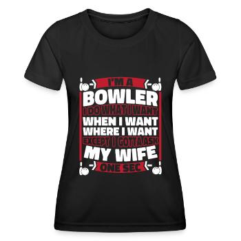 Bowling Bowlen Bowler - Frauen Funktions-T-Shirt - Schwarz - Vorne - AI Model Female 172 light (172cm)