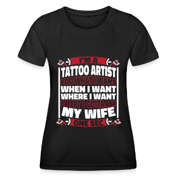 Tattoo Artist Tattoo - Women's Functional T-Shirt - black - Front - AI Model Female 172 light (172cm)