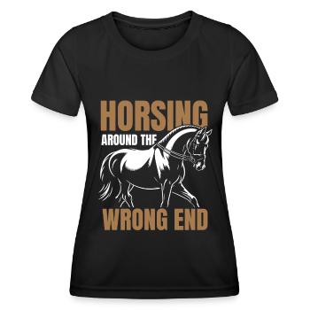 Sports équestres équestres à cheval - T-shirt sport Femme - noir - Devant - AI Model Female 172 light (172cm)