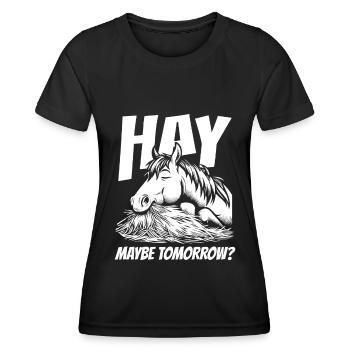 Sports équestres équestres à cheval - T-shirt sport Femme - noir - Devant - AI Model Female 172 light (172cm)
