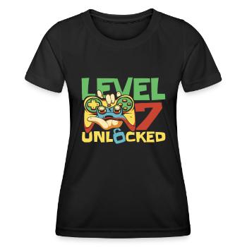 Gamer Gaming Level 7 Unlocked - Women's Functional T-Shirt - black - Front - AI Model Female 172 light (172cm)