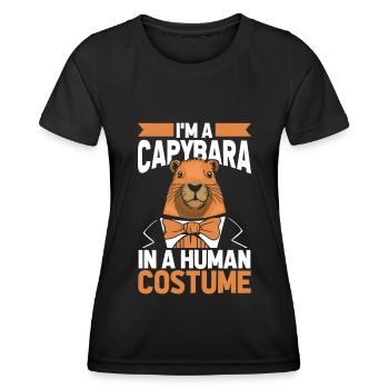 Déguisement Capybara Capybara - T-shirt sport Femme - noir - Devant - AI Model Female 172 light (172cm)