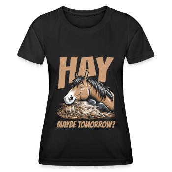 Sports équestres équestres à cheval - T-shirt sport Femme - noir - Devant - AI Model Female 172 light (172cm)