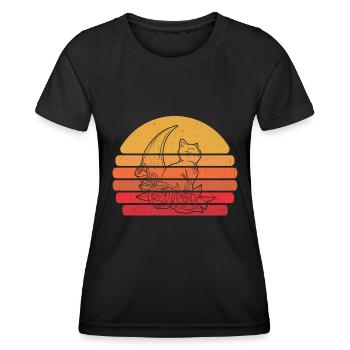 Mond Cottagecore Katze Moon Cat - Women's Functional T-Shirt - black - Front - AI Model Female 172 light (172cm)